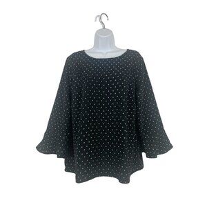 Old Navy Womens Top Black Polka Dot Flare Sleeve Blouse Large